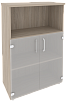 Офисный шкаф средний широкий (2 низких фасада стекло)