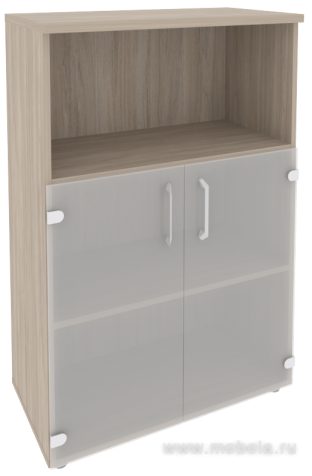 Офисный шкаф средний широкий (2 низких фасада стекло)