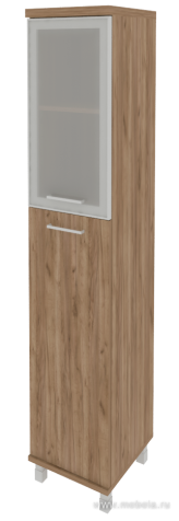 Офисный шкаф высокий узкий со стеклом в раме (правый)