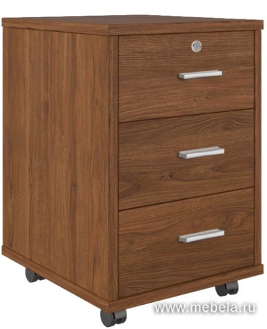 Мобильная офисная тумба с колёсиками и замком, 3 ящика