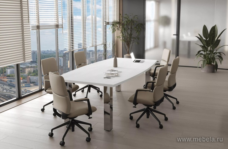 Стол для переговоров на металлических опорах нерж.сталь