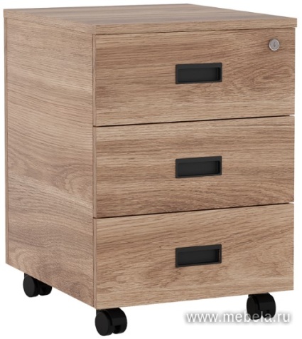 Мобильная офисная тумба с колёсиками и замком, 3 ящика