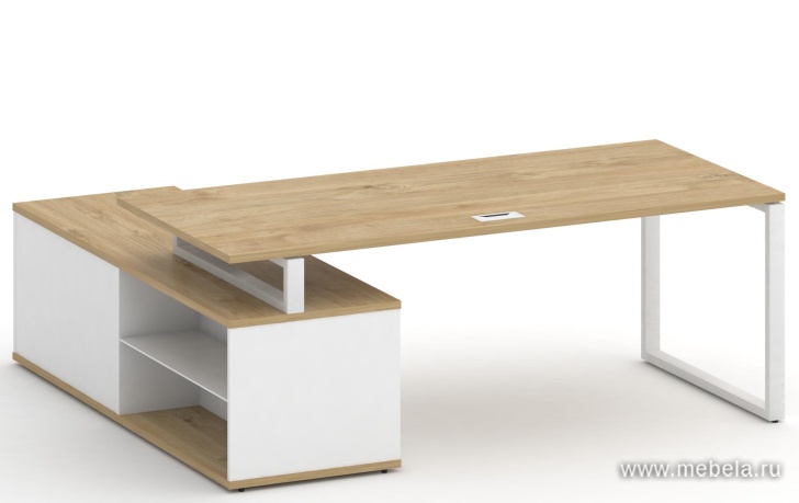 Стол руководителя на металлокаркасе с опорной греденцией (правый)