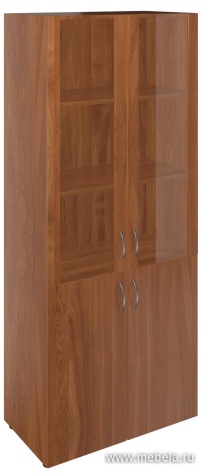 Офисный шкаф широкий высокий двери стеклянные в раме ЛДСП (без топа)