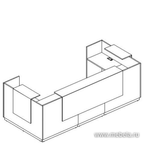 Стойка ресепшн П-образная (полки высокие) с подсветкой