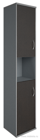 Офисный шкаф узкий закрытый + открыт. полка, Л/Пр.