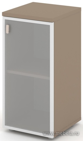 Офисный шкаф низкий узкий правый (матовое стекло в раме)