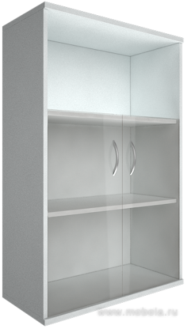 Офисный шкаф средний со стеклом и открытой полкой