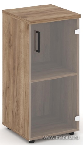 Офисный шкаф низкий узкий левый / правый (1 низкий фасад стекло, задняя стенка ЛДСП)