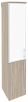 Офисный шкаф высокий узкий лев./прав. (1 низкий фасад ЛДСП + 1 средний фасад белое стекло в раме)