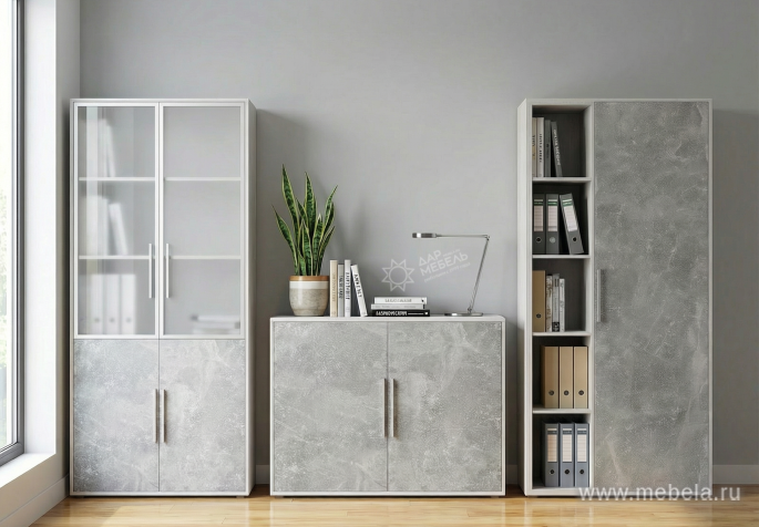 Офисный шкаф высокий 3 створки, с нишей