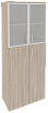 Офисный шкаф высокий широкий (2 средних фасада ЛДСП + 2 низких фасада стекло в раме)
