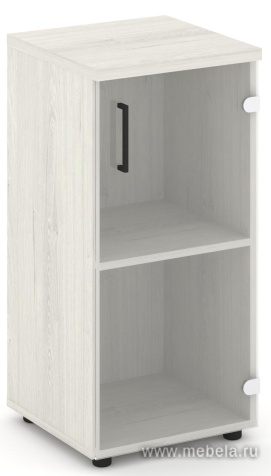 Офисный шкаф низкий узкий левый / правый (1 низкий фасад стекло, задняя стенка ЛДСП)