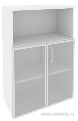 Офисный шкаф средний широкий со стеклом в раме