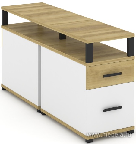 Тумба двухсторонняя приставная 1 ящик + 1 распашной фасад. С надставкой.