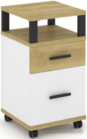 Тумба мобильная 1 ящик + 1 распашной фасад. С надставкой.