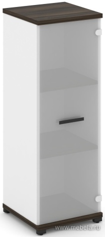 Офисный шкаф одна узкая секция, 3 ниши (фасад стекло белое матовое в раме, 3 ниши)