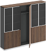 Офисный шкаф со стеклом высокий с узким гардеробом