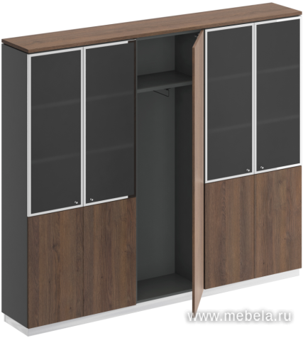 Офисный шкаф со стеклом высокий с узким гардеробом