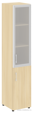 Офисный шкаф узкий комбинированный со стеклом в раме Л/ПР
