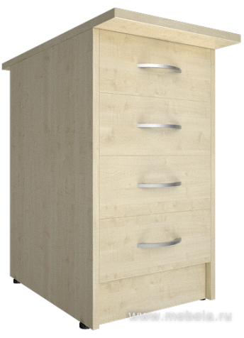 Приставная офисная тумба с замком, 4 ящика