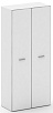 Офисный шкаф широкий высокий белое стекло