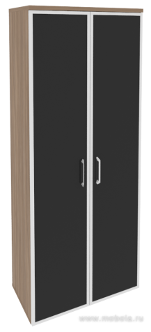 Офисный шкаф высокий широкий с чёрным стеклом в раме