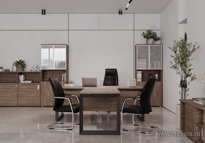 Офисный шкаф средний узкий белое стекло в раме (лев/прав) 