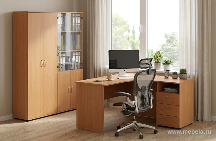 Офисный шкаф низкий полузакрытый