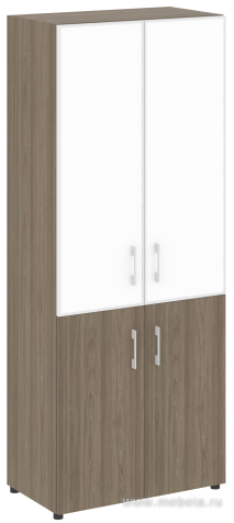 Офисный шкаф комбинированный со стеклом в раме (Белое)