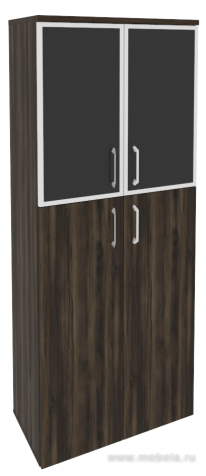 Офисный шкаф высокий широкий с чёрным стеклом в раме