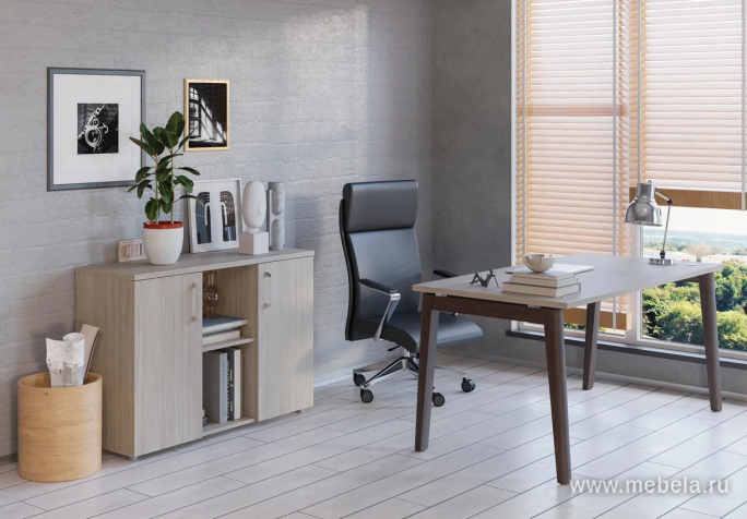 Офисный шкаф средний широкий с чёрным стеклом в раме