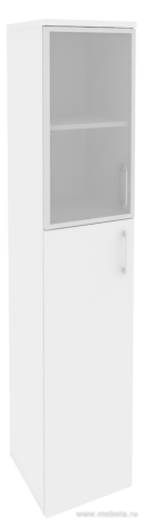 Офисный шкаф высокий узкий со стеклом в раме (лев/прав) 