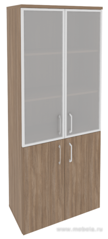 Офисный шкаф высокий широкий со стеклом в раме