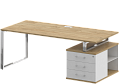 Стол руководителя на металлокаркасе с опорной тумбой (правый)