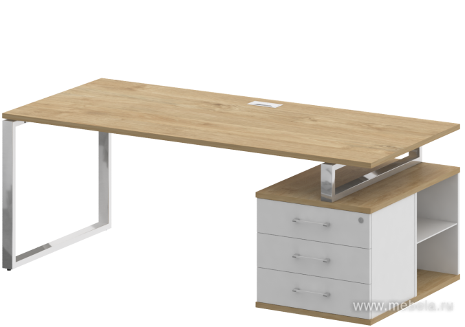 Стол руководителя на металлокаркасе с опорной тумбой (правый)