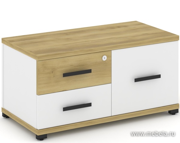 Тумба приставная широкая 2 ящика + 1 распашной фасад.