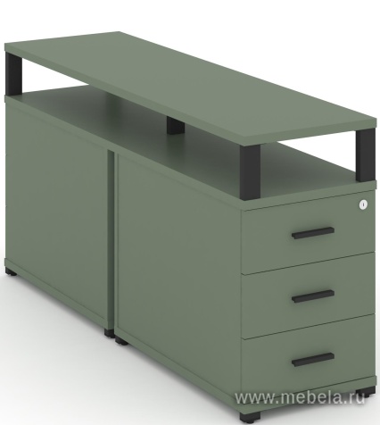 Тумба двухсторонняя приставная 3 ящика. С надставкой.