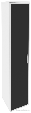 Офисный шкаф высокий узкий с чёрным стеклом в раме (лев/прав) 