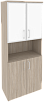 Офисный шкаф высокий широкий (2 низких фасада ЛДСП + 2 низких фасада белое стекло в раме)