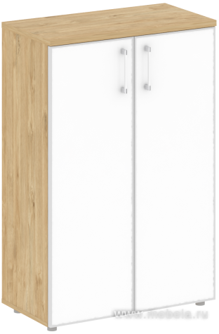 Офисный шкаф средний широкий (белое стекло)