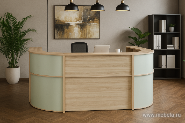 Стойка ресепшн, угловая с опорами