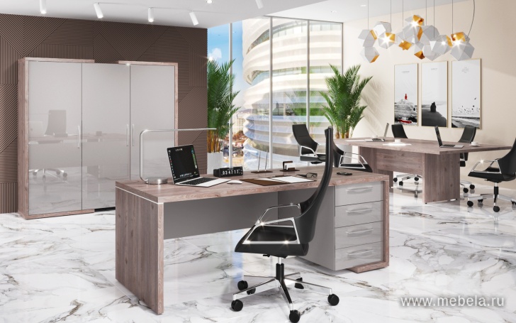 Стол руководителя с опорной тумбой (левый/правый)