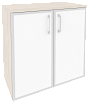Офисный шкаф низкий широкий (2 низких фасада белое стекло в раме)