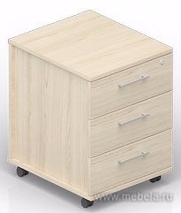Тумба мобильная (3 ящика, стандартные колёсные опоры, ручки - алюминий)