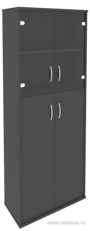 Офисный шкаф высокий  комбинир. со стеклом