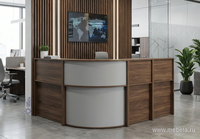 Стойка ресепшн, угловая с опорами
