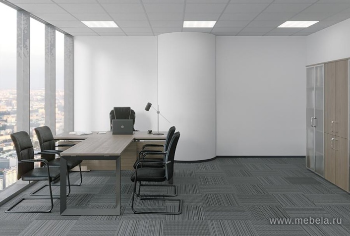 Офисный шкаф средний узкий белое стекло в раме (лев/прав) 