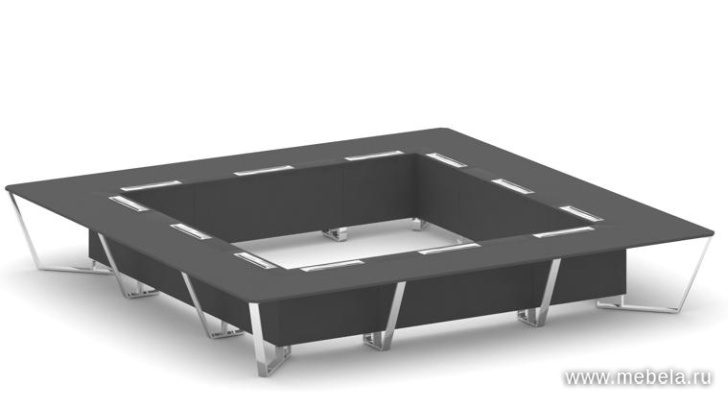 Стол переговорный квадратный с лючками из нержавеющей стали