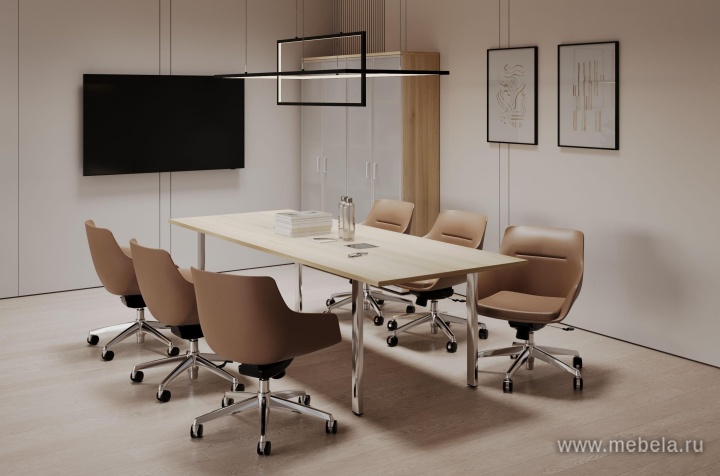 Стол переговорный на металлокаркасе на А-образных хромированных опорах (с лючком)